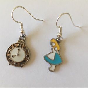 asymmetrical alice in wonderland earrings